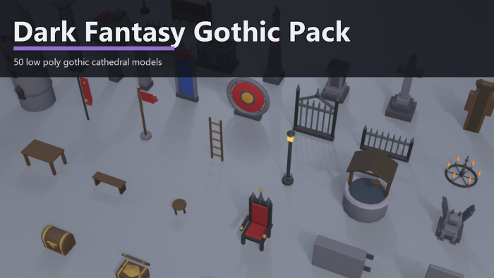 Dark Fantasy Gothic Props Pack x50 Cathedral preview 1