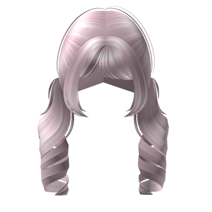 ♡ : curly doll hair back pigtail in pink Roblox item