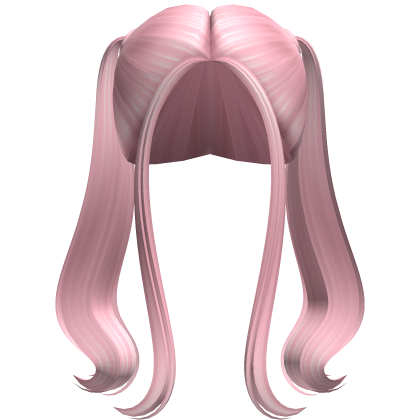 -',ৎ High Flowy Pigtails with Bangs in Pink