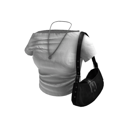 Downtown Girl Navy Top w/ Leather Bag White