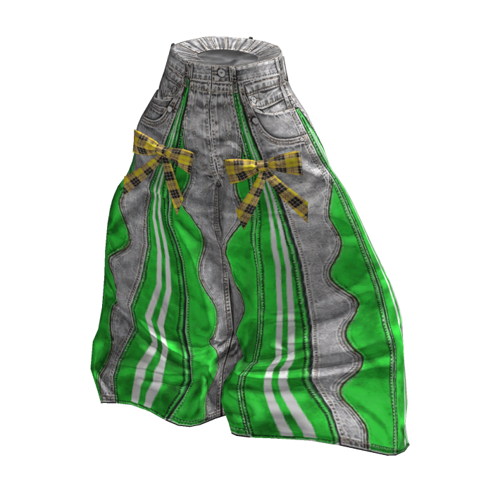 💜 Kitsch Patchwork Wide Denim Pants_Green