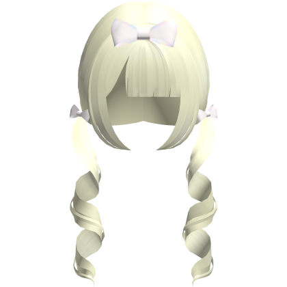 blonde long swirly doll pigtails w bows