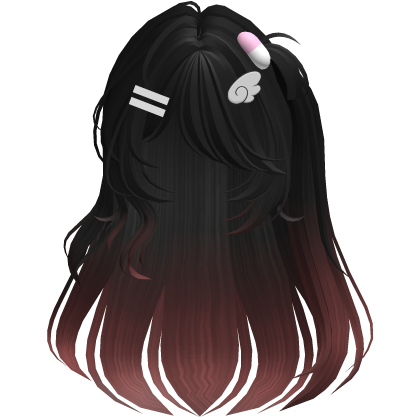 cute Black and Red Hair emo cute anime y2k