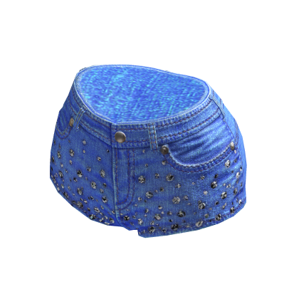 BB Light Blue KPop Denim Gemstone Shorts thumbnail