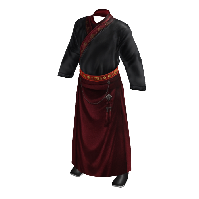 Traditional Chinese Male Long Robe Hanfu-Black Red