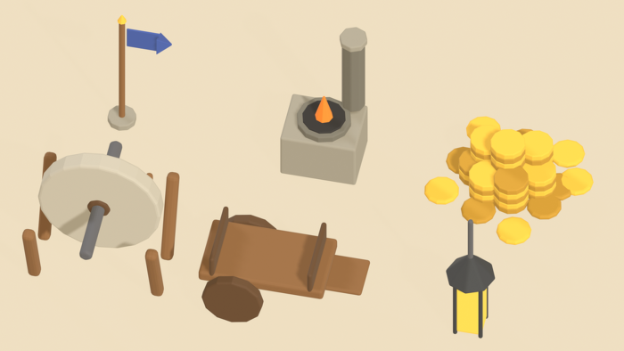 Low Poly Medieval Fantasy RPG Props Village x60 preview 6