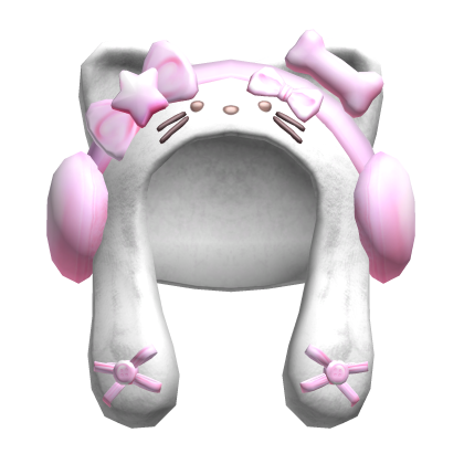White&Pink Cute Cozy Hood with Earmuffs Roblox item