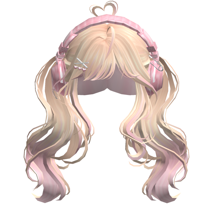 Cute Wavy Pigtails w/Headphonnes (Blonde&Pink)