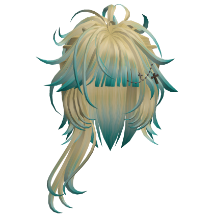 Asymmetric Shag Hair - Blonde & Teal
