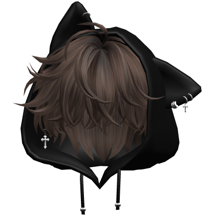 Brown Messy Hair with Cat Hoodie