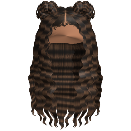 Buns Long Curly Hair Brown on Nougat Messy Swoop Roblox item