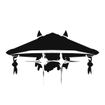 Cartoony Samurai Hat White with Glowing Eyes