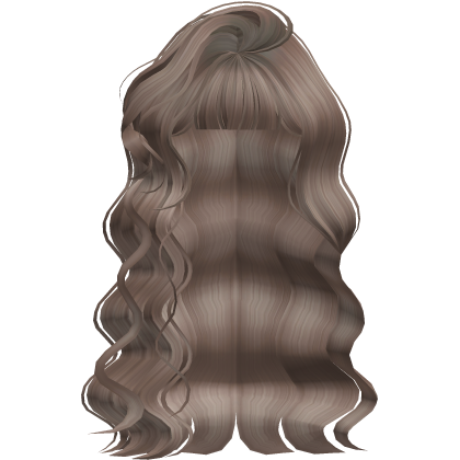 Long Curly Swooped Milktea Hair with Bangs