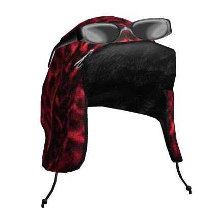 Grunge Cheetah Print Ushanka w Glasses (Red) | Roblox Item