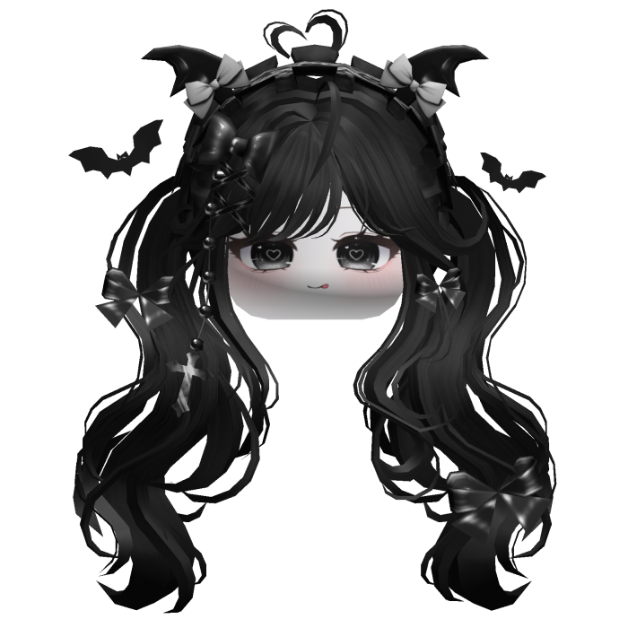 Goth Wavy Pigtails w/Headband (Black)