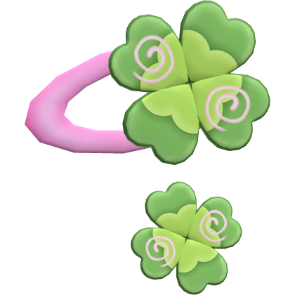 ♡ ꒰ kawaii double clover hair clip in hot pink