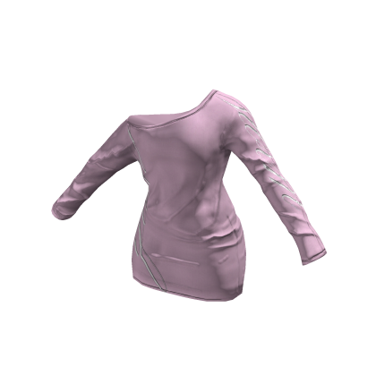 y2k Off Shoulder Long Sleeve Dress (Pink) thumbnail
