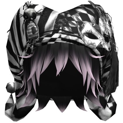 Black Gothic Circus Jester Hat w Black Pink Hair Roblox item