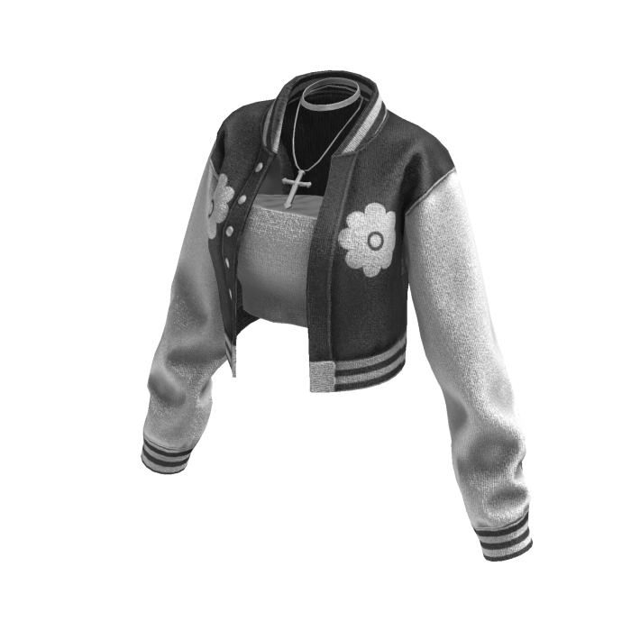 Cropped Bomber Jacket (Grey White)