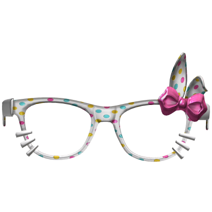Confetti Polkadot White Bunny Ear Glasses Bow Roblox item