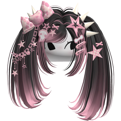 ♡ Scene Spiky Moe Pigtails (Black & Pink)