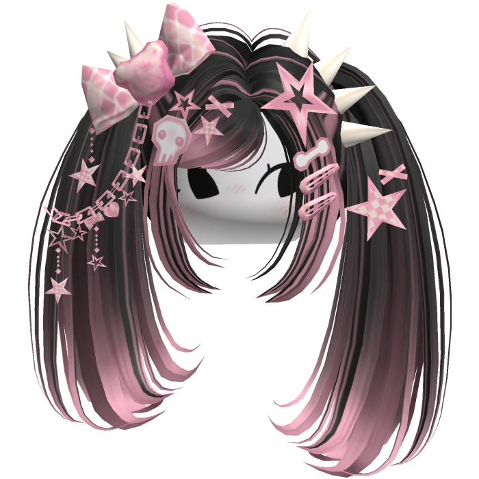 ♡ Scene Spiky Moe Pigtails (Black & Pink)