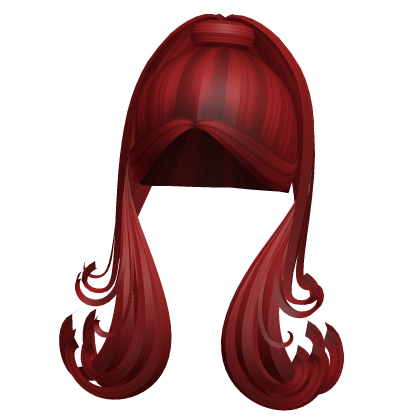 -',ৎ Red Curly Street Ponytail with Bangs