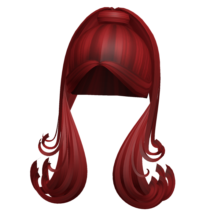 -',ৎ Red Curly Street Ponytail with Bangs