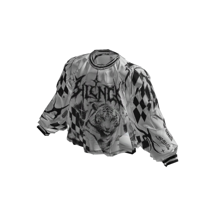 Y2K Dance White Tiger Oversized Longsleeve