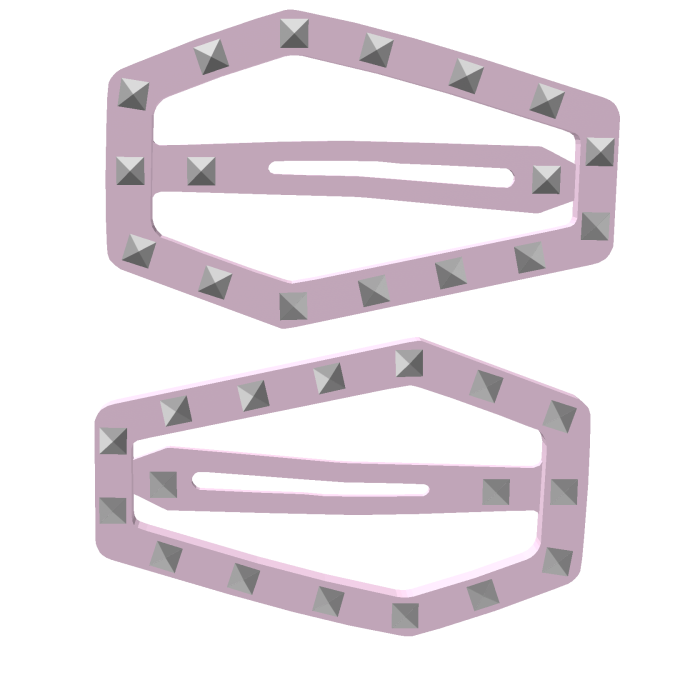 cute emo studded double hairclips in pink