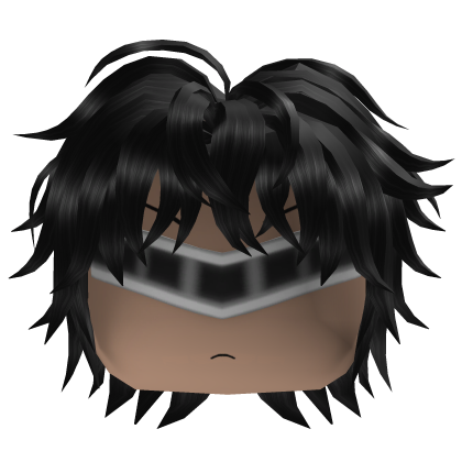 Messy Anime Hair w/ Visor (Black)