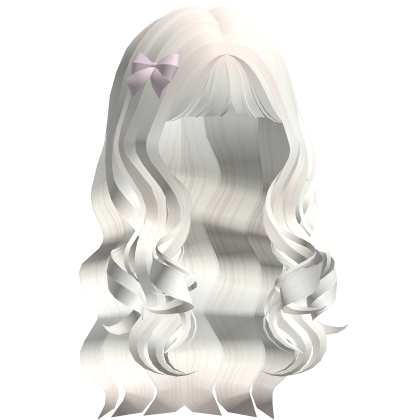 ♡ Beige Long Curly Valentines Hair W Bow Roblox item