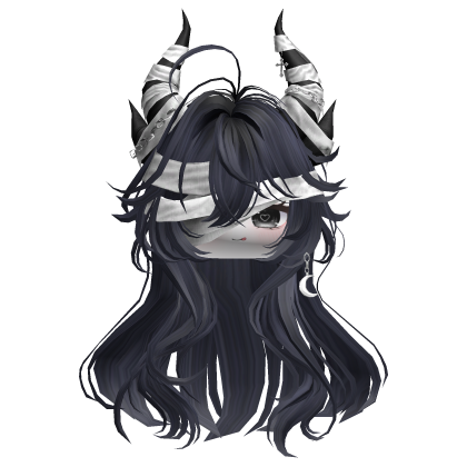 Horned Anime Demon Wolfcut (Dark Blue)
