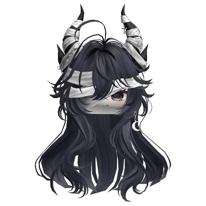Horned Anime Demon Wolfcut (Dark Blue)