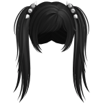 ♡ FREE : black messy scene pigtails w/ spikes