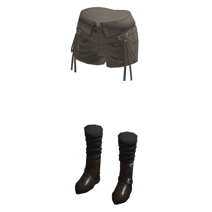 Y2K Drawstring Shorts w/ Boots & Socks (Beige)