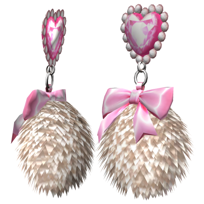 Kawaii Gyaru Fluffy Leopard Earrings Beige Pink