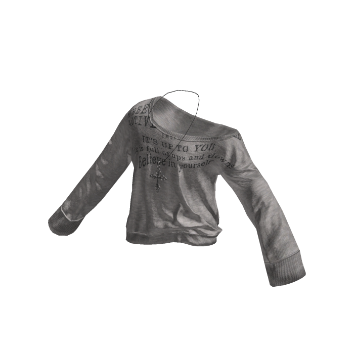 💜 Y2K Graphic Off-Shoulder Longsleeve_Gray