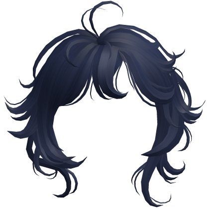 Messy Fluffy Swirly Curly Anime Bangs in Dark Blue Roblox item