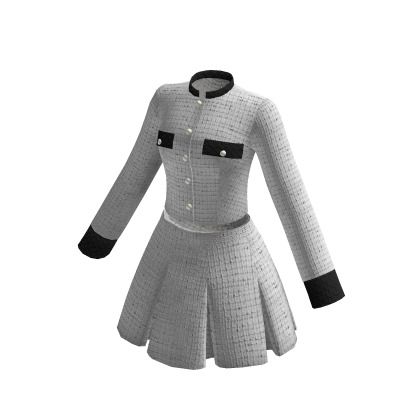 Vintage White Blazer Crop w Pleated Skirt thumbnail