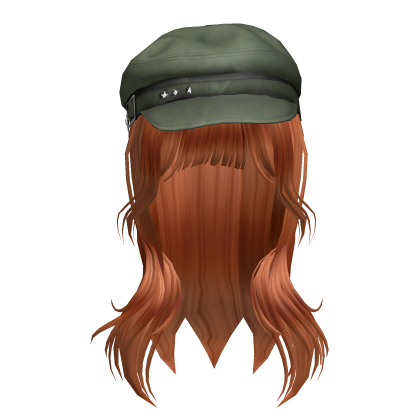 Layered Y2K Ginger Hair W/ Green Star Biker Cap Roblox item
