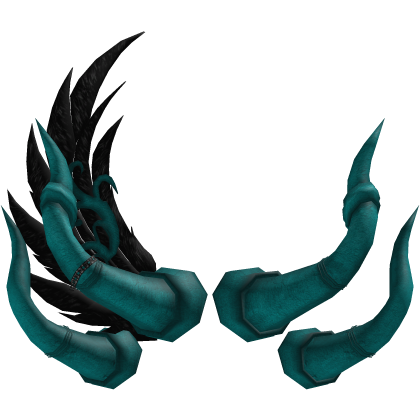 Gothic Turquoise Blue Feathered Horns