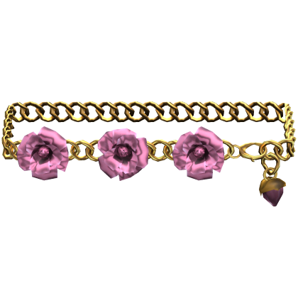 1.0 Pink Gold Rose Flower Floral Waist Chain Belt