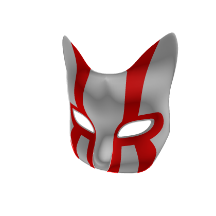 white and red cat mask