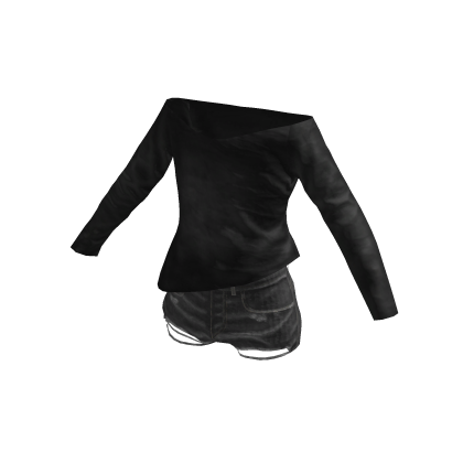 Black Casual Fitted Long Sleeve Top [PBR]