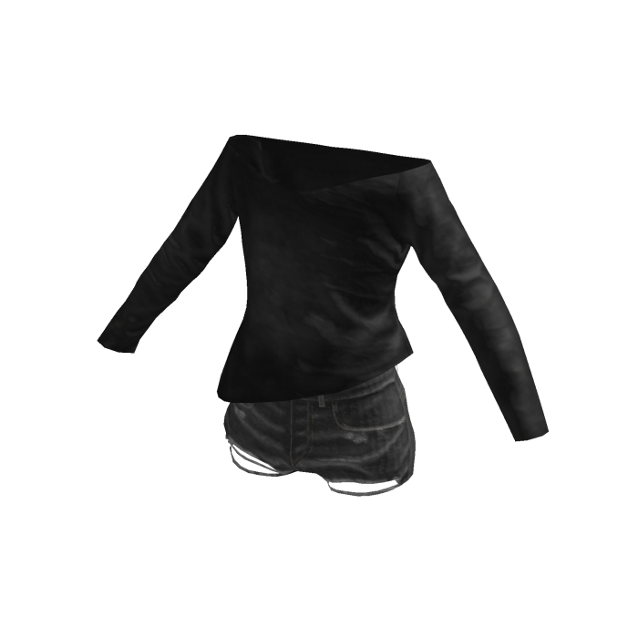 Black Casual Fitted Long Sleeve Top [PBR]