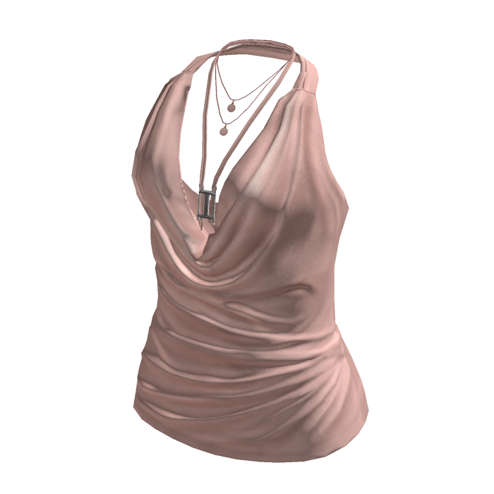 Ruched Cowl Neck Halter Top (Pink)
