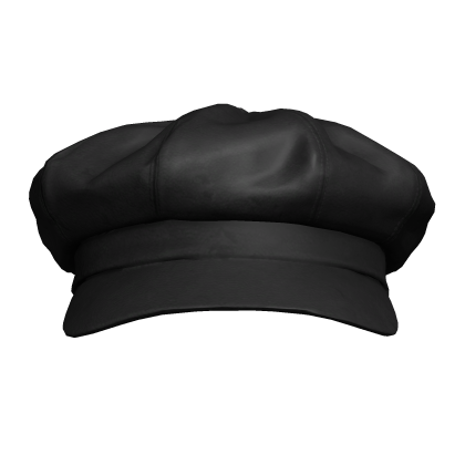 Leather Cap Beret Newsboy Hat - Black