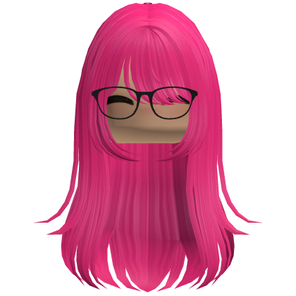 Long Layered Girl Hair w Glasses (Pink) Roblox item