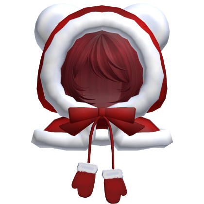 red christmas bear hood bob cut hair red
